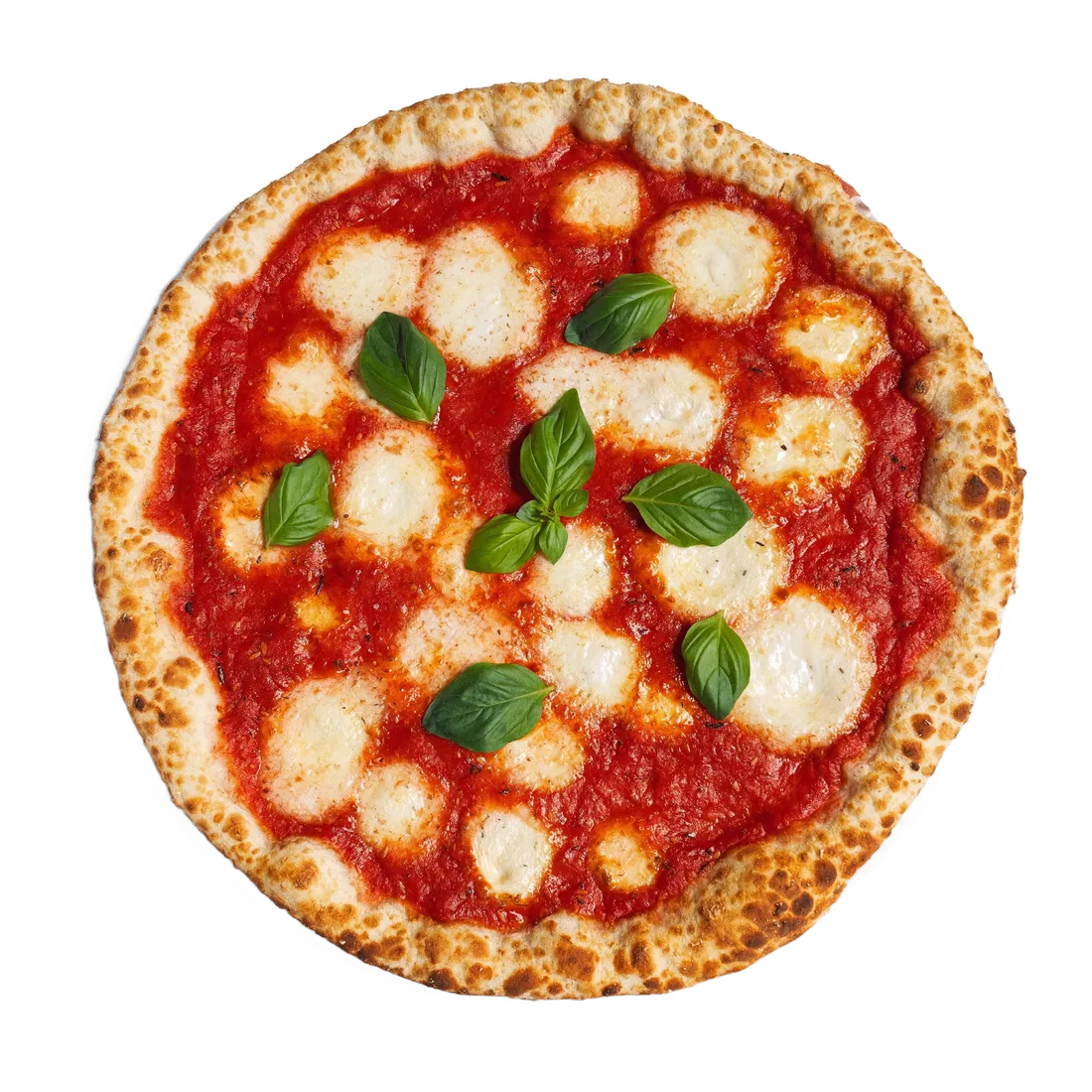 Pizza margherita napolitaine vue du dessus